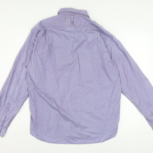 Hugo Boss Men's Purple Long Sleeve Regular Fit Button-Up Shirt L