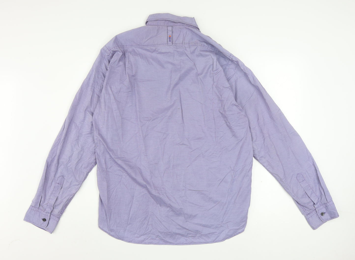 Hugo Boss Men's Purple Long Sleeve Regular Fit Button-Up Shirt L