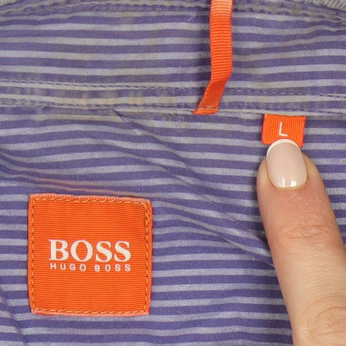 Hugo Boss Men's Purple Long Sleeve Regular Fit Button-Up Shirt L