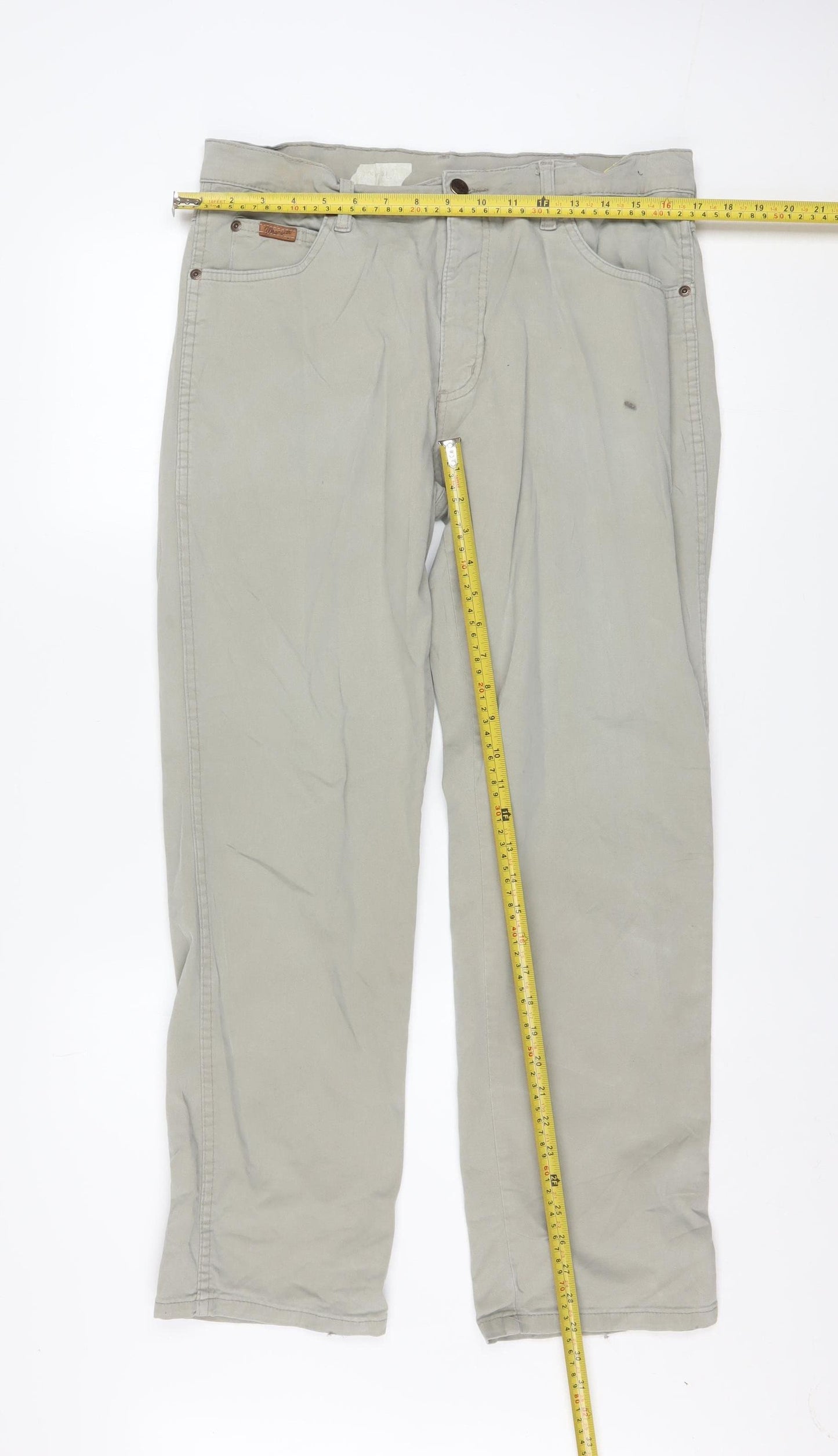 Wrangler Men's Beige Texas Chino Trousers W34 L30 Cotton Stretch
