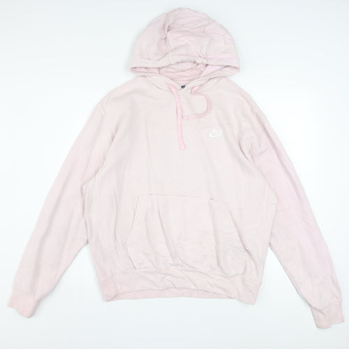 Nike Women Pink Pullover Hoodie Medium Cotton Blend Casual