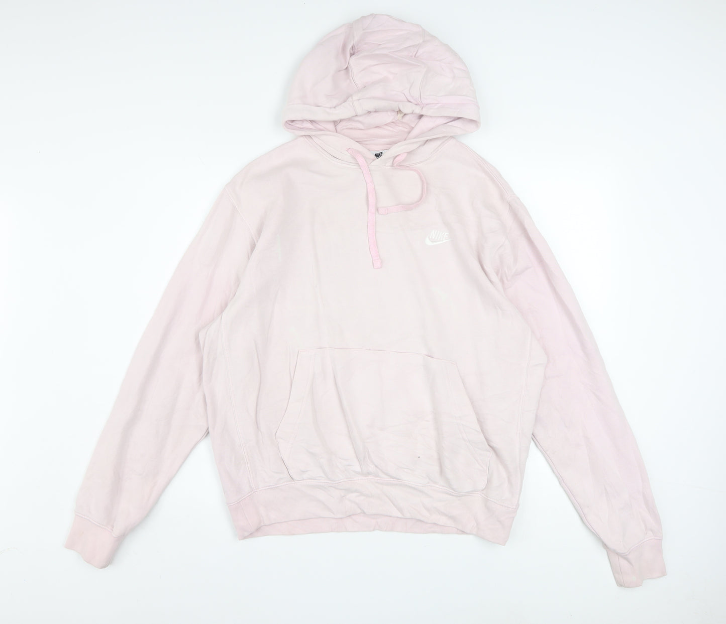 Nike Women Pink Pullover Hoodie Medium Cotton Blend Casual