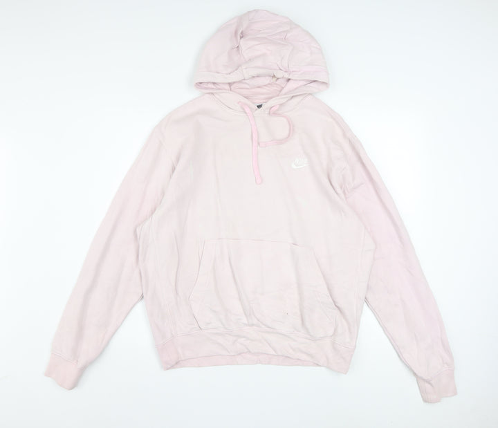 Nike Women Pink Pullover Hoodie Medium Cotton Blend Casual