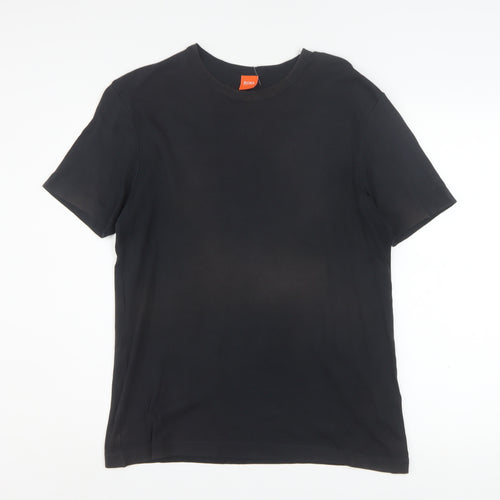 Hugo Boss Men's Black Cotton Crew Neck Short Sleeve T-Shirt L