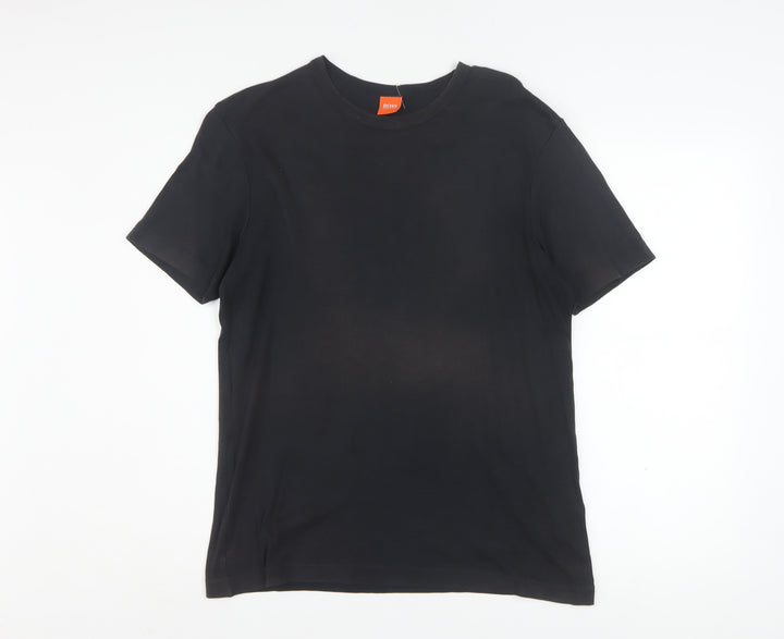 Hugo Boss Men's Black Cotton Crew Neck Short Sleeve T-Shirt L