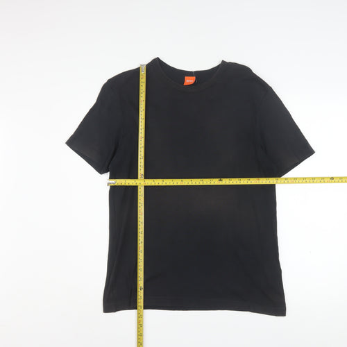Hugo Boss Men's Black Cotton Crew Neck Short Sleeve T-Shirt L