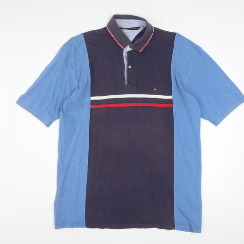Tommy Hilfiger Men's Blue XL Colourblock Polo Shirt