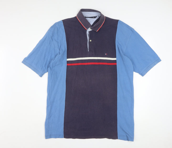 Tommy Hilfiger Men's Blue XL Colourblock Polo Shirt