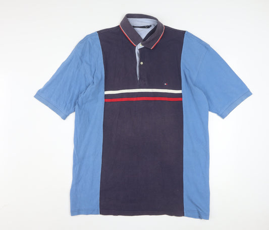 Tommy Hilfiger Men's Blue XL Colourblock Polo Shirt