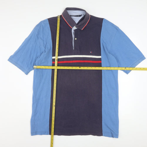 Tommy Hilfiger Men's Blue XL Colourblock Polo Shirt