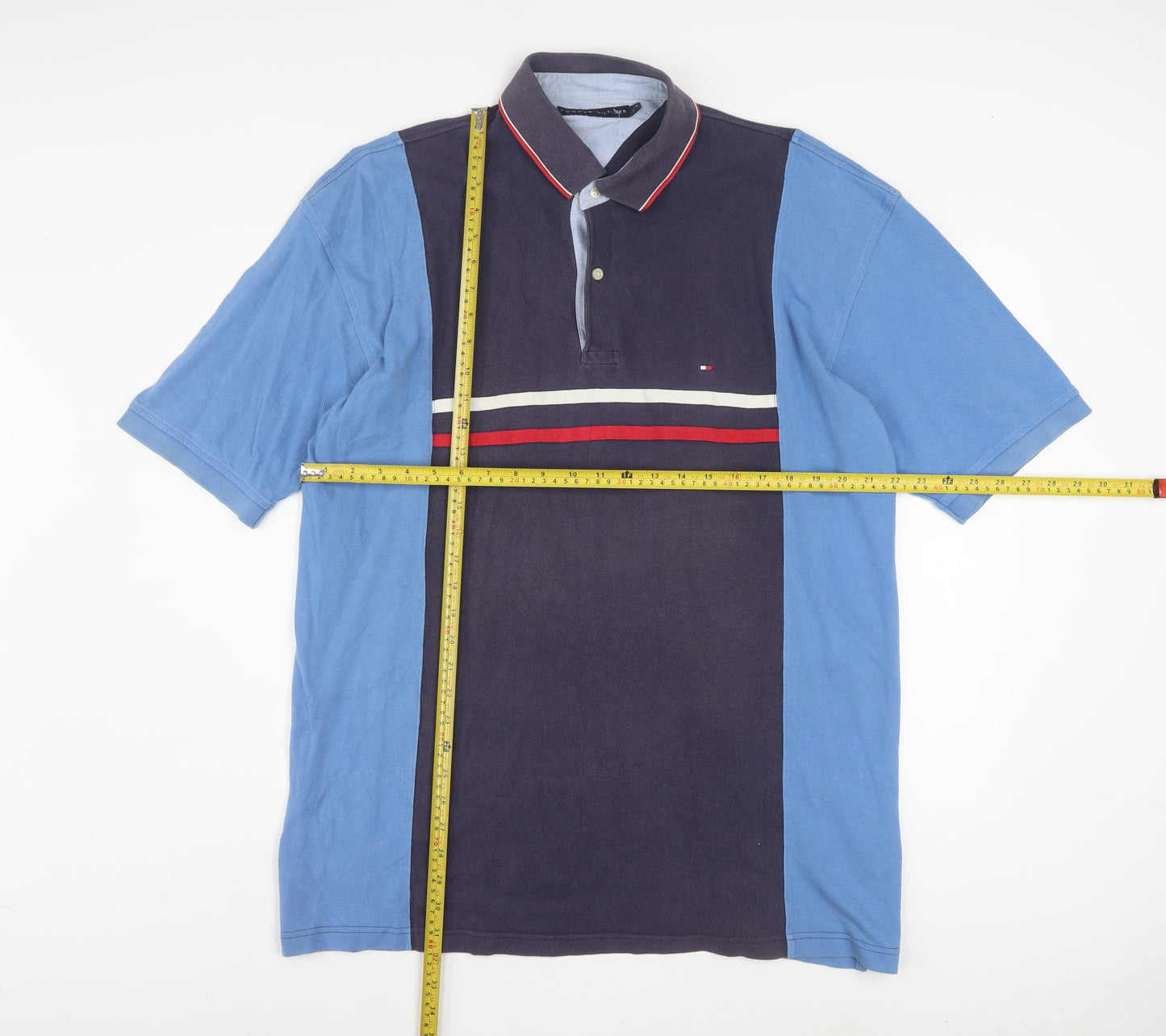 Tommy Hilfiger Men's Blue XL Colourblock Polo Shirt