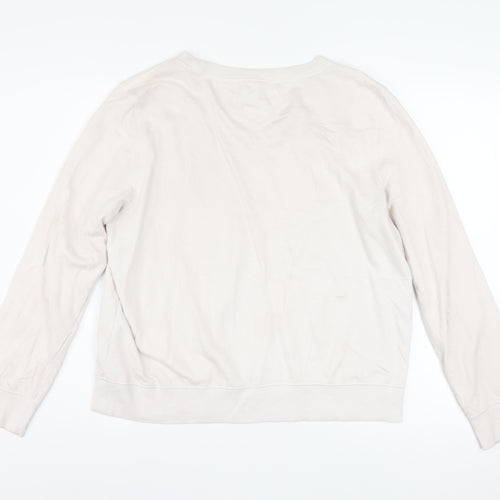 Tommy Jeans Women's Beige Sweatshirt M Logo Crew Neck Casual Wear