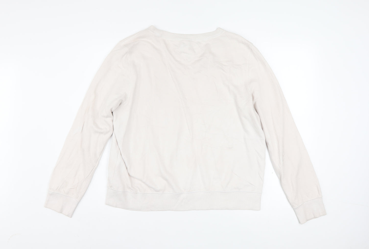 Tommy Jeans Women's Beige Sweatshirt M Logo Crew Neck Casual Wear