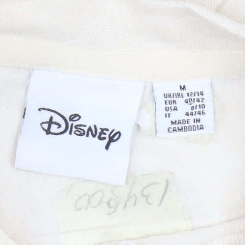 Disney Women Beige Mickey Mouse Pullover Sweatshirt M 12/14 Graphic Print