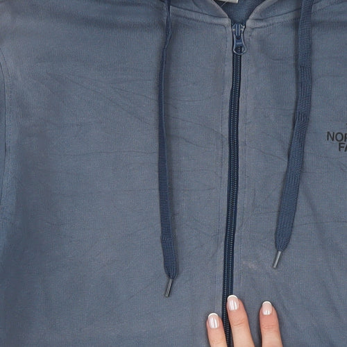 The North Face Men's Blue Full Zip Cotton Hoodie Size M