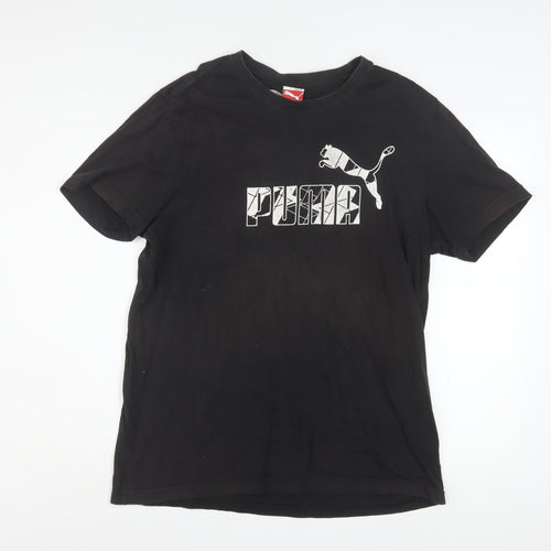 Puma Men's Black Graphic Logo T-Shirt Size L Short Sleeve Sports Style