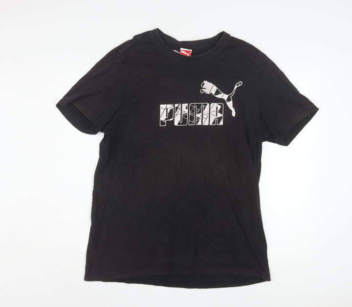 Puma Men's Black Graphic Logo T-Shirt Size L Short Sleeve Sports Style