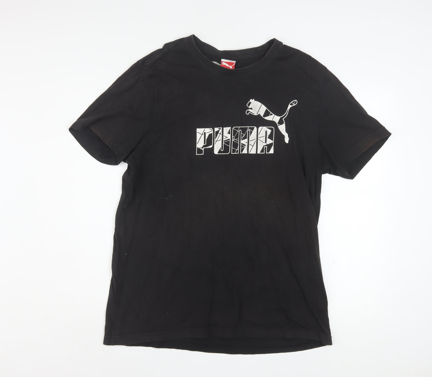 Puma Men's Black Graphic Logo T-Shirt Size L Short Sleeve Sports Style