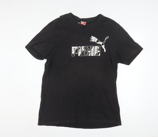 Puma Men's Black Graphic Logo T-Shirt Size L Short Sleeve Sports Style