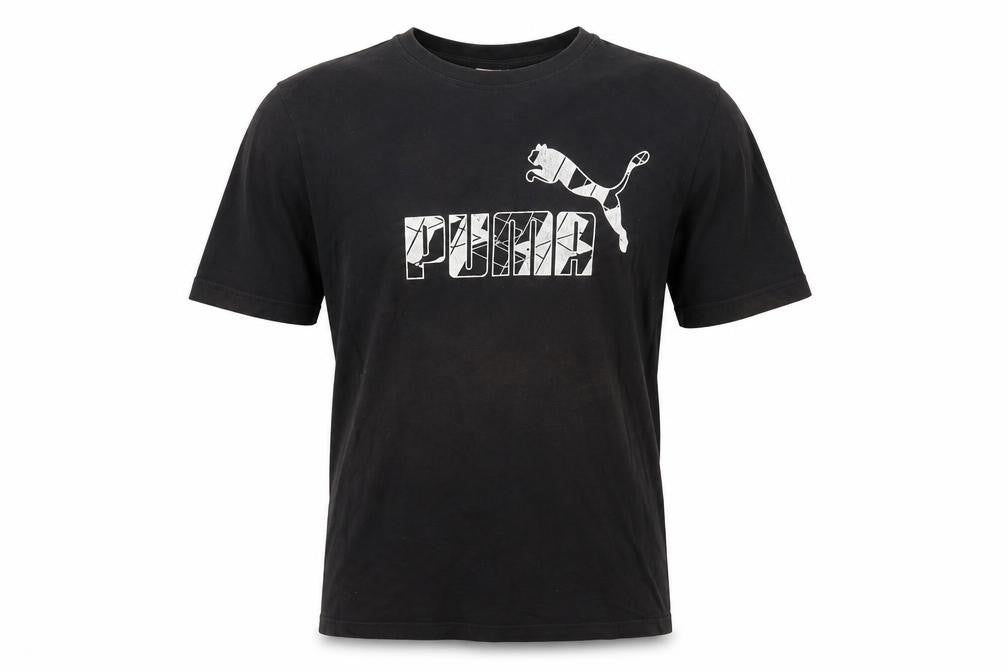 Puma Men's Black Graphic Logo T-Shirt Size L Short Sleeve Sports Style
