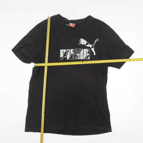 Puma Men's Black Graphic Logo T-Shirt Size L Short Sleeve Sports Style