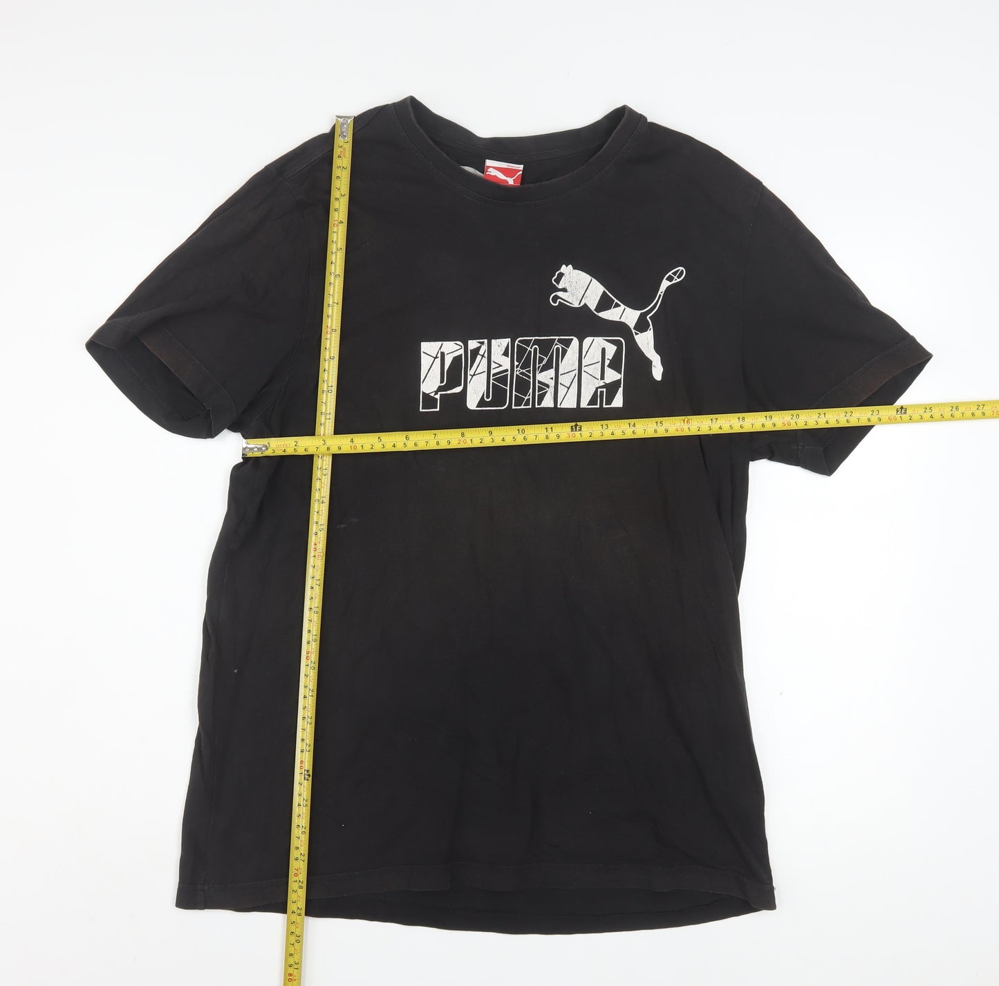 Puma Men's Black Graphic Logo T-Shirt Size L Short Sleeve Sports Style