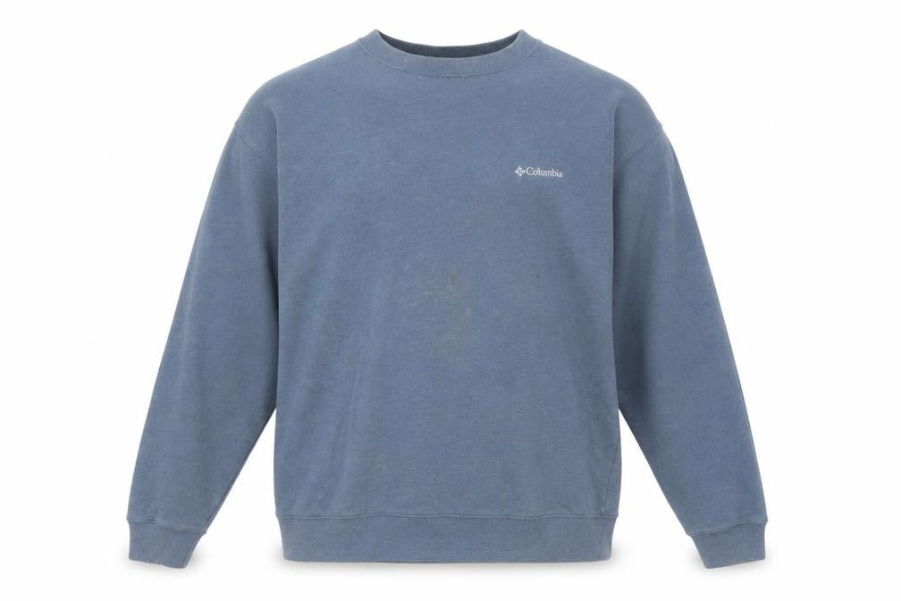 Front view of Columbia Men’s Blue Crew Neck Fleece Sweatshirt M Regular Fit
