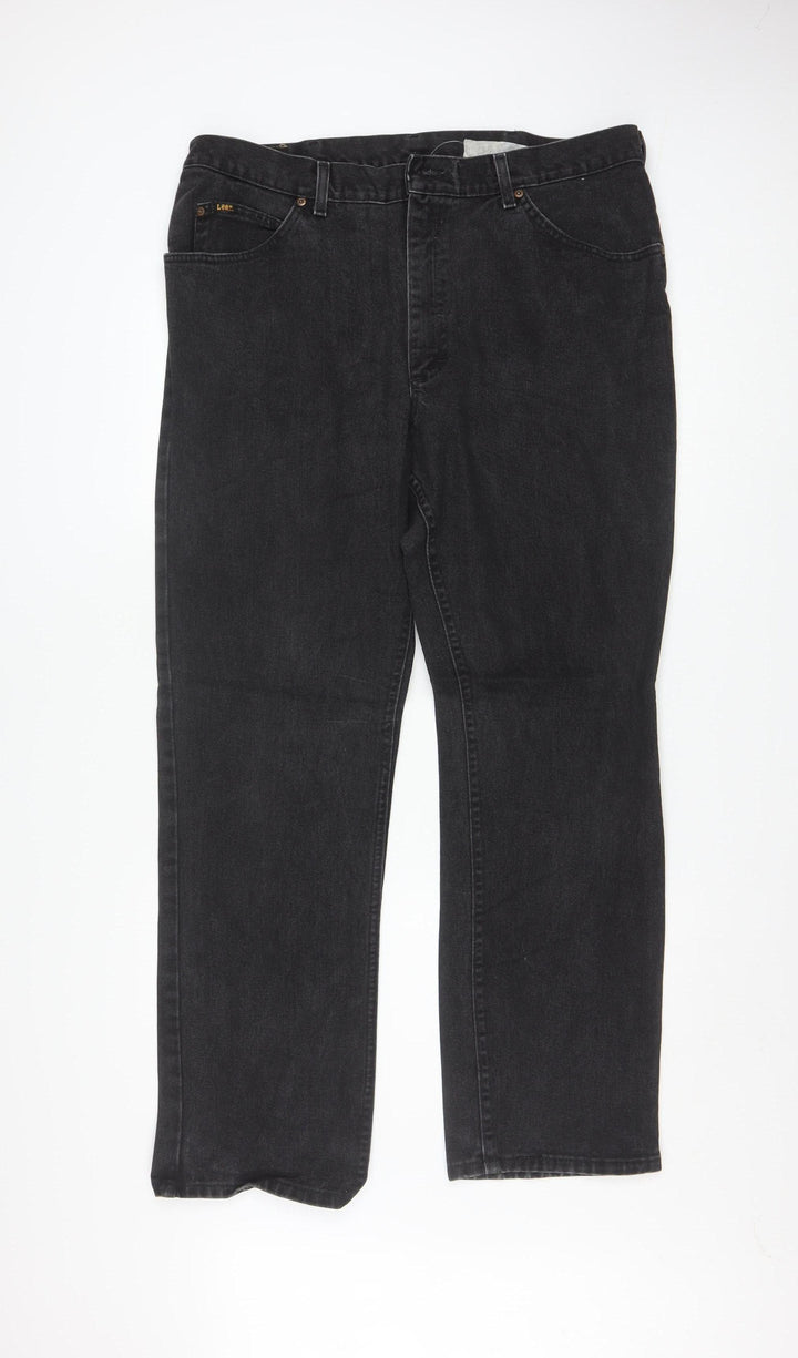 Lee Men's Black Straight Leg Denim Jeans 40x32 Regular Fit