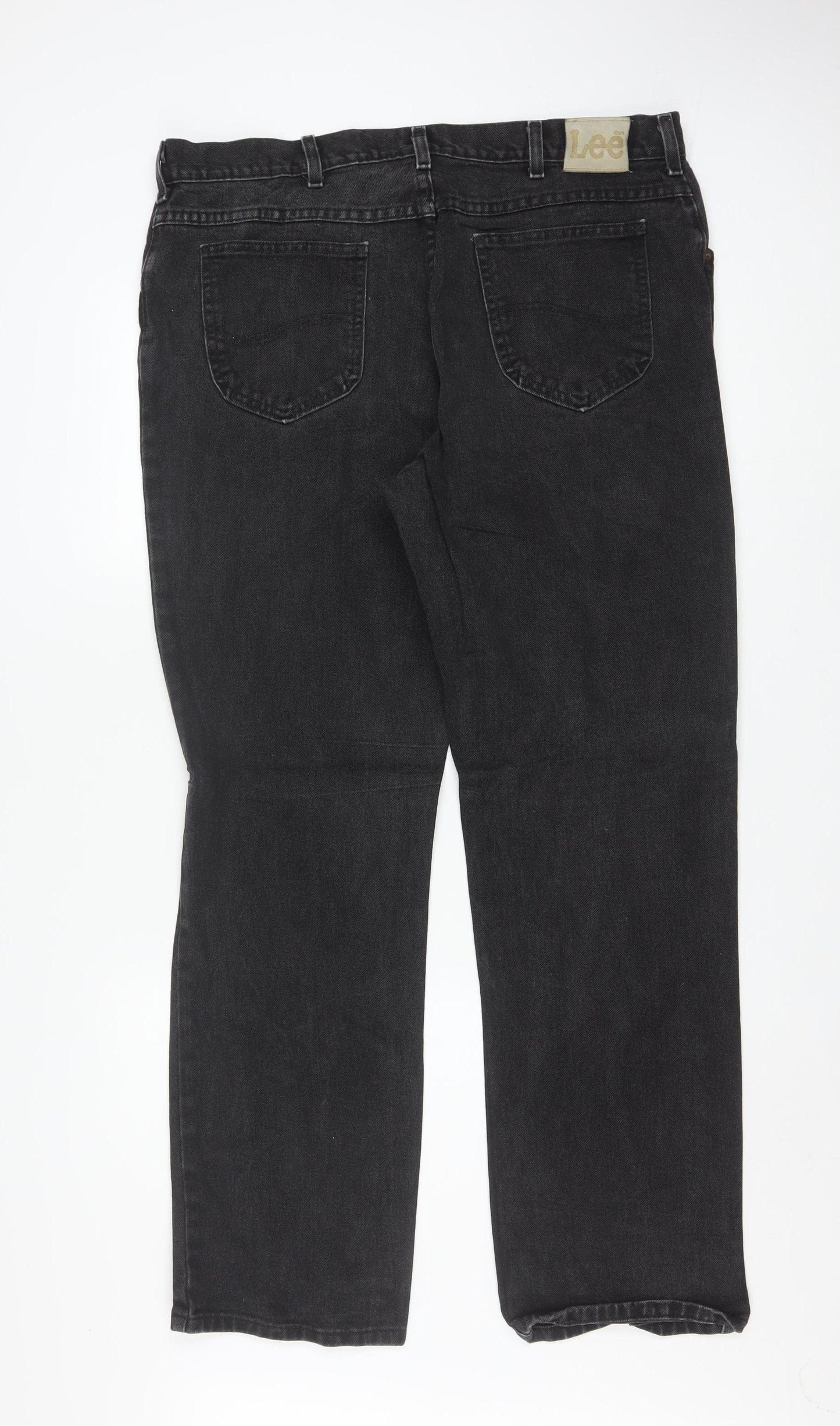 Lee Men's Black Straight Leg Denim Jeans 40x32 Regular Fit