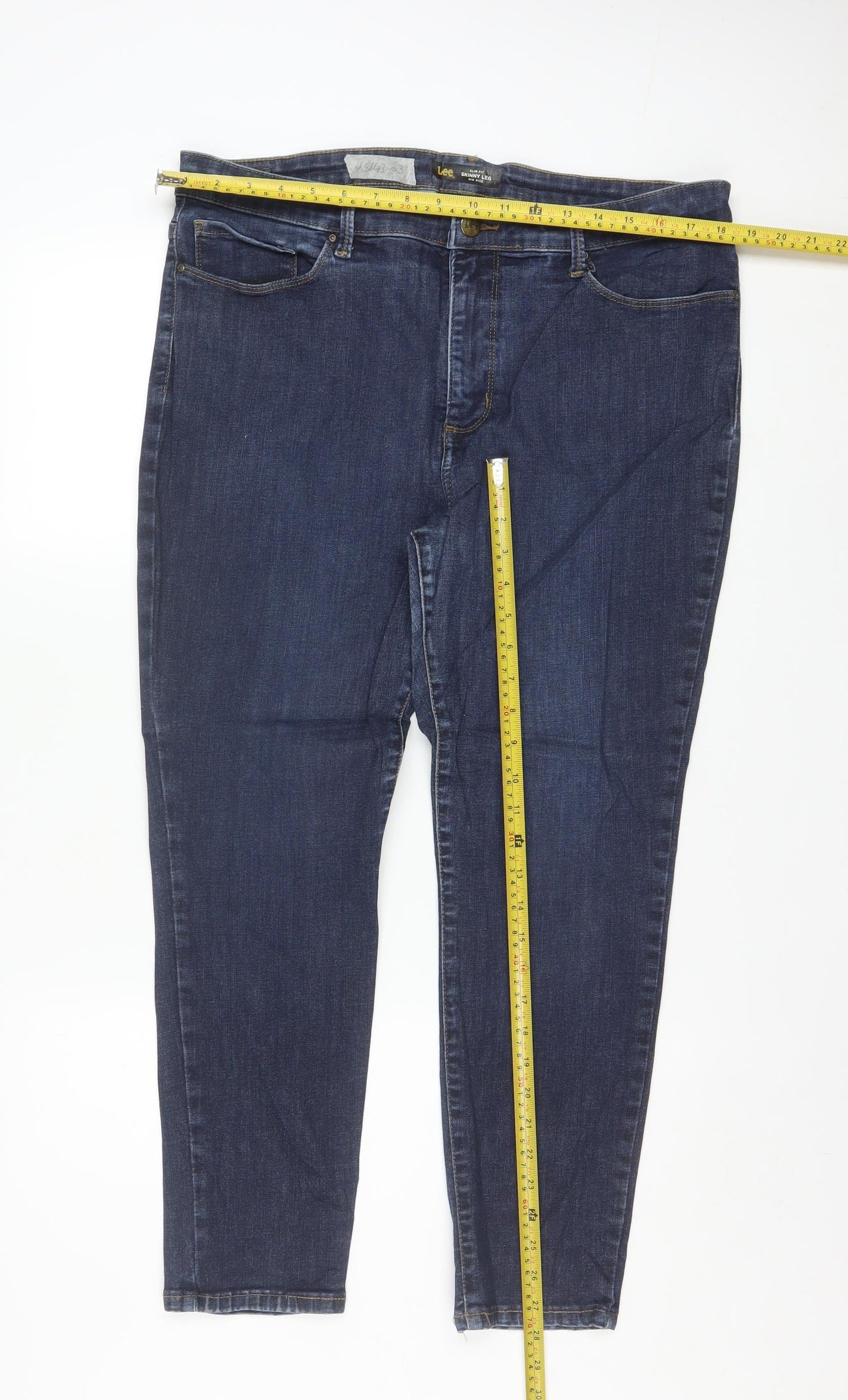 Lee Women's Blue Mid Rise Skinny Slim Fit Sculpting Jeans Size 18
