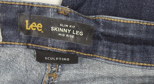 Lee Women's Blue Mid Rise Skinny Slim Fit Sculpting Jeans Size 18