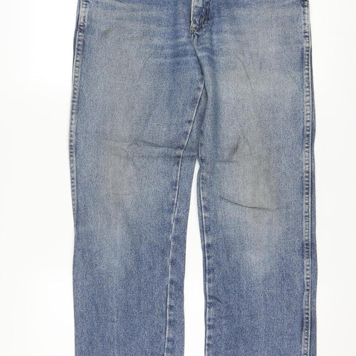 Wrangler Men's Blue Straight Denim Jeans 31W x 32L Classic Regular Fit