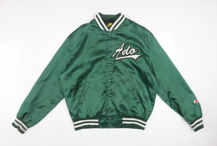SSK Men’s Green Varsity Baseball Jacket Size L Retro Satin Bomber