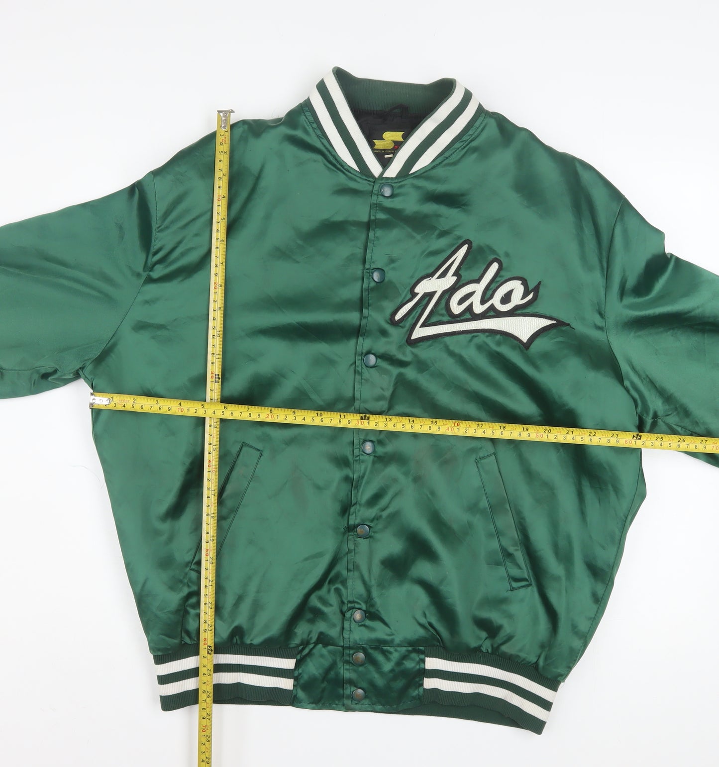SSK Men’s Green Varsity Baseball Jacket Size L Retro Satin Bomber