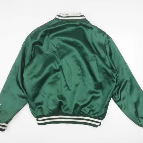 SSK Men’s Green Varsity Baseball Jacket Size L Retro Satin Bomber