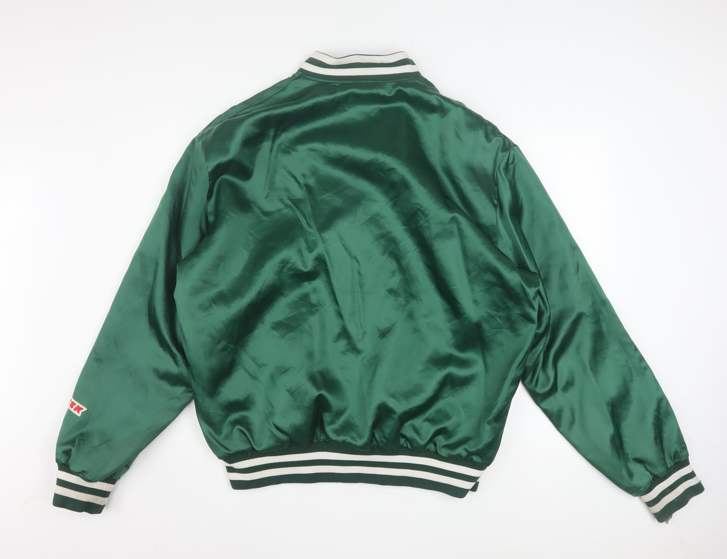 SSK Men’s Green Varsity Baseball Jacket Size L Retro Satin Bomber