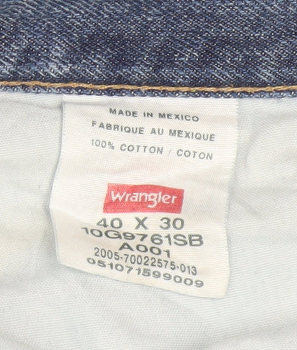 Wrangler Men's Blue 40x30 Straight Regular Denim Jeans