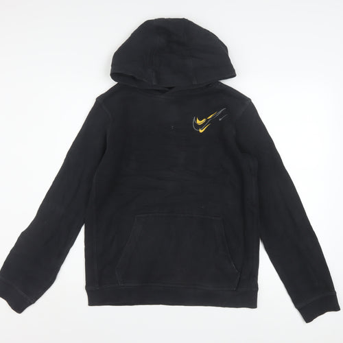 Nike Boys Black XL Pullover Fleece Hoodie with Yellow Logo