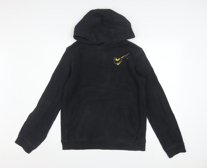 Nike Boys Black XL Pullover Fleece Hoodie with Yellow Logo