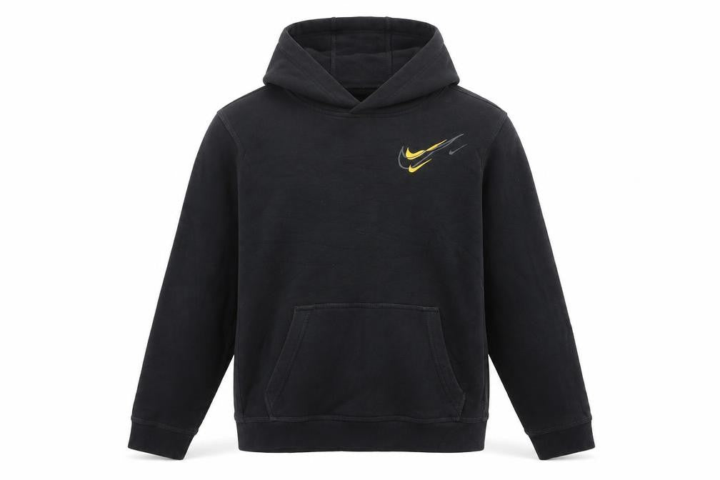 Nike Boys Black XL Pullover Fleece Hoodie with Yellow Logo