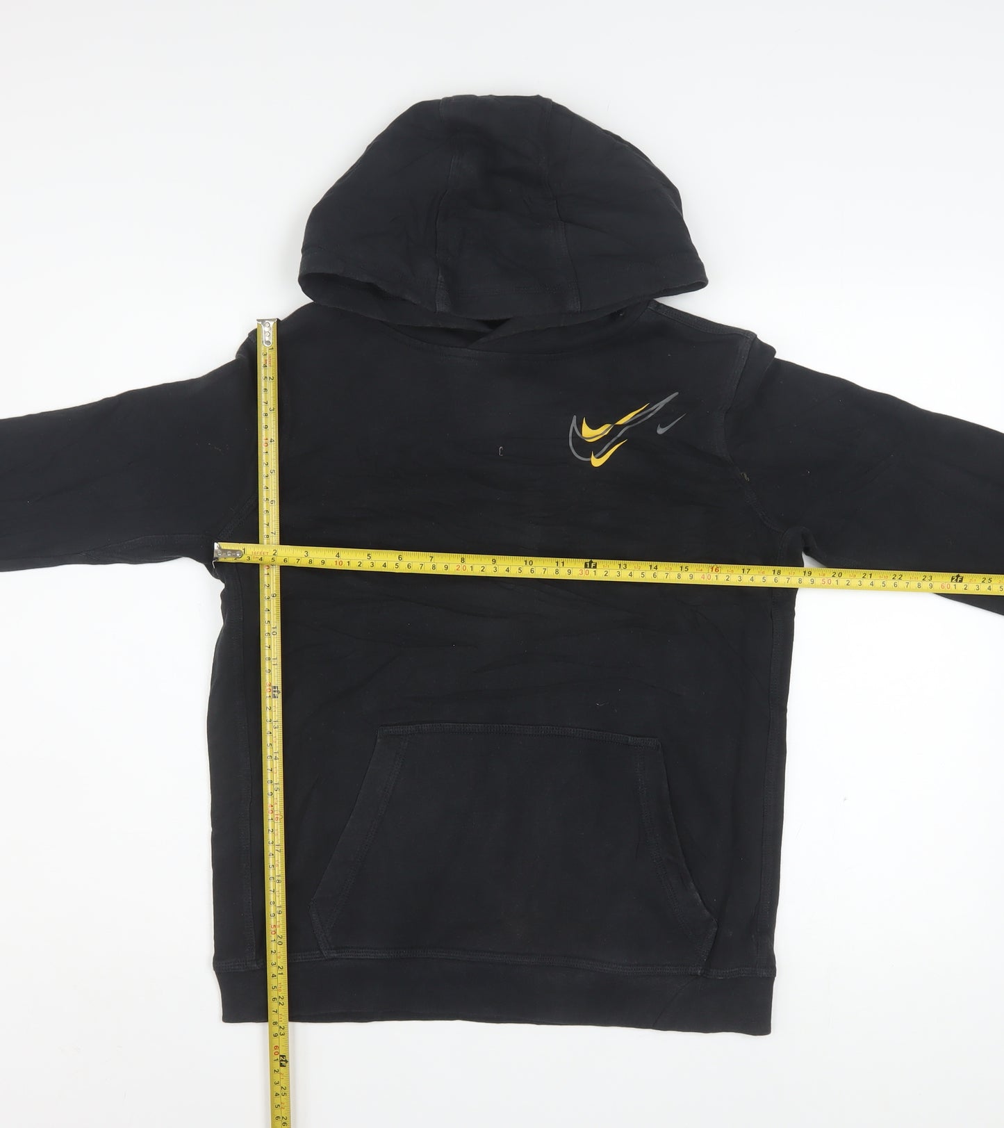 Nike Boys Black XL Pullover Fleece Hoodie with Yellow Logo