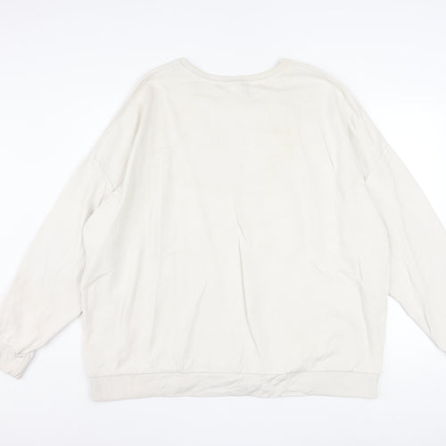 Disney Women Beige XL Pullover Sweatshirt Mickey Minnie Graphic Print