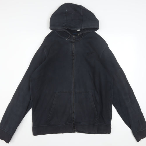 Nike Men's Black Full Zip Hoodie Size L Fleece Cotton Blend