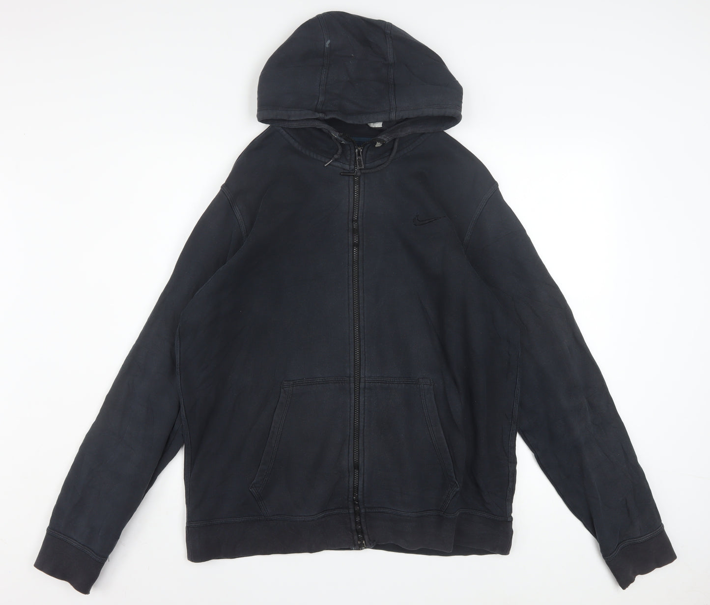 Nike Men's Black Full Zip Hoodie Size L Fleece Cotton Blend