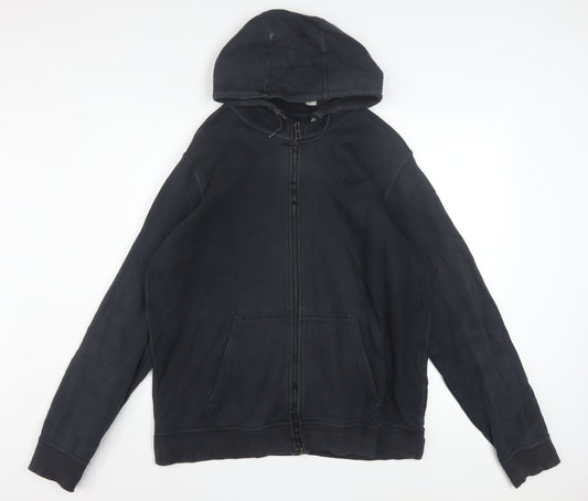 Nike Men's Black Full Zip Hoodie Size L Fleece Cotton Blend