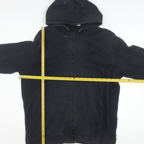 Nike Men's Black Full Zip Hoodie Size L Fleece Cotton Blend