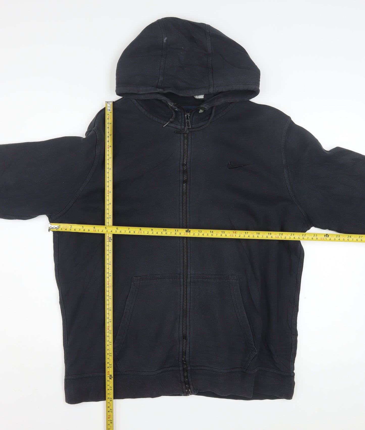 Nike Men's Black Full Zip Hoodie Size L Fleece Cotton Blend