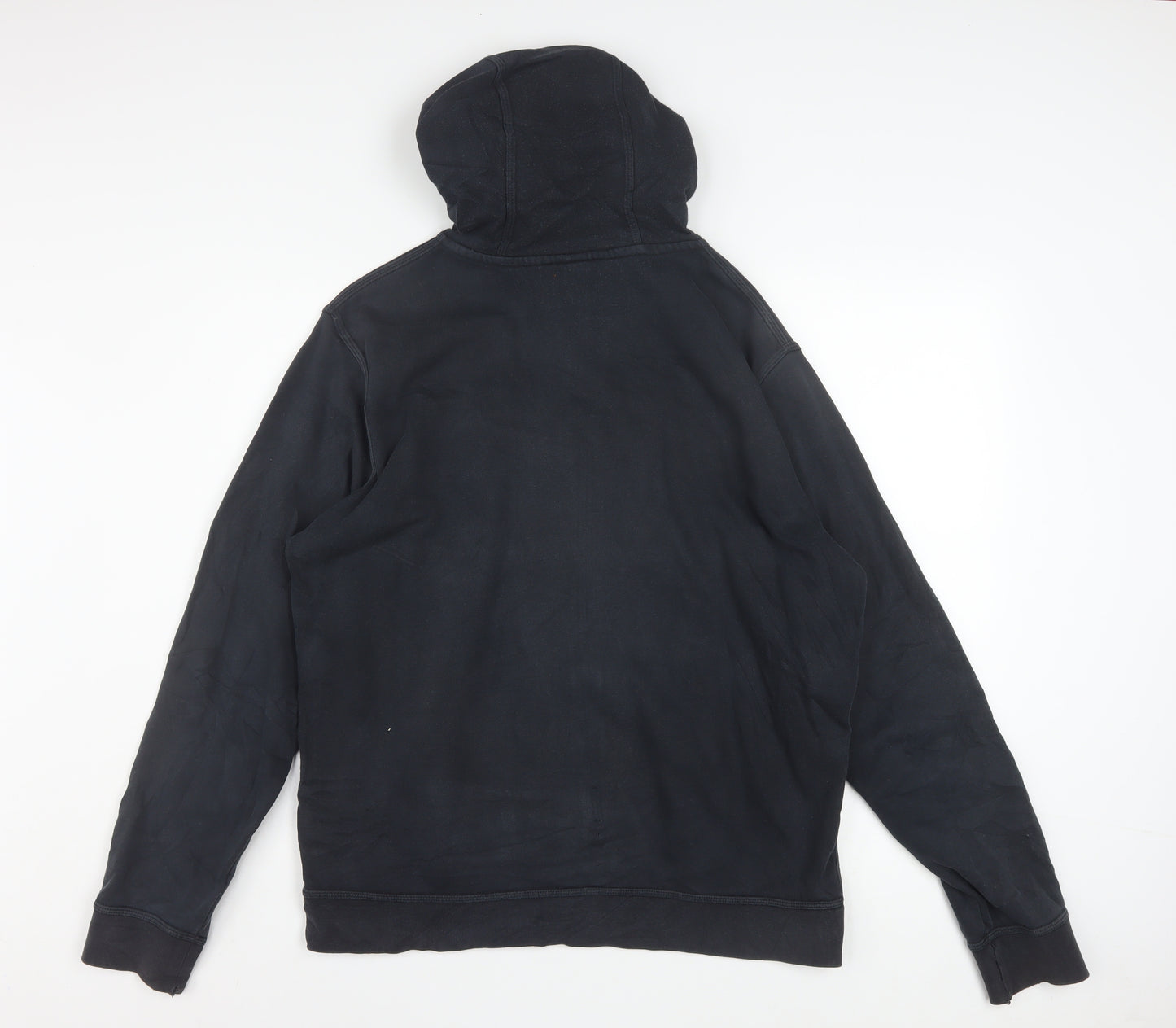 Nike Men's Black Full Zip Hoodie Size L Fleece Cotton Blend