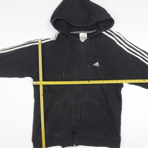 Adidas Men's Black Full Zip Hoodie Size M Sports Fleece Cotton