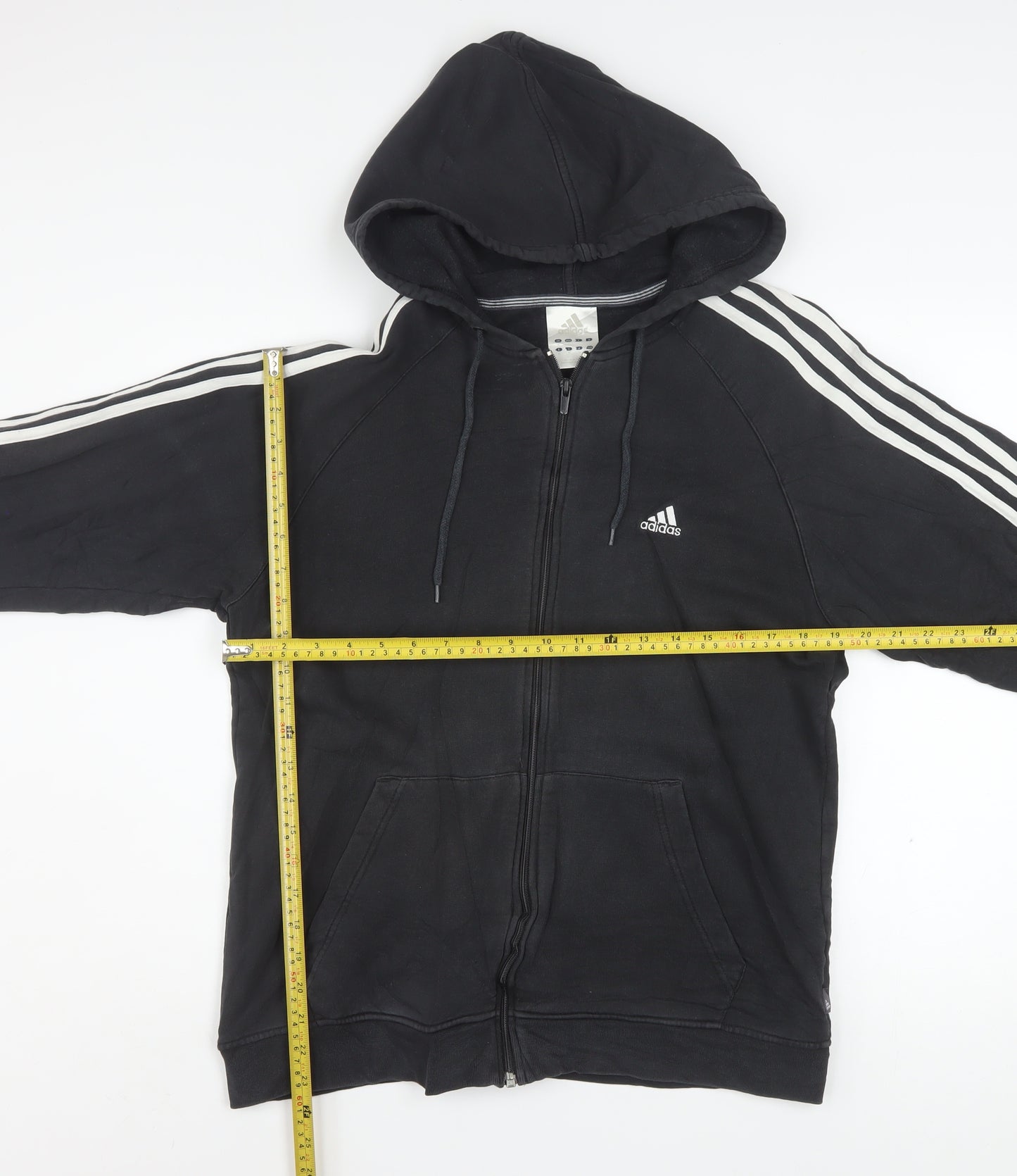 Adidas Men's Black Full Zip Hoodie Size M Sports Fleece Cotton
